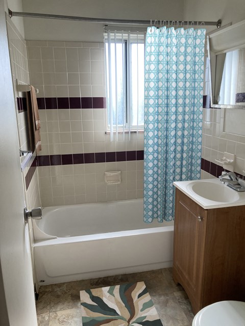 a small bathroom with a sink toilet and bathtub