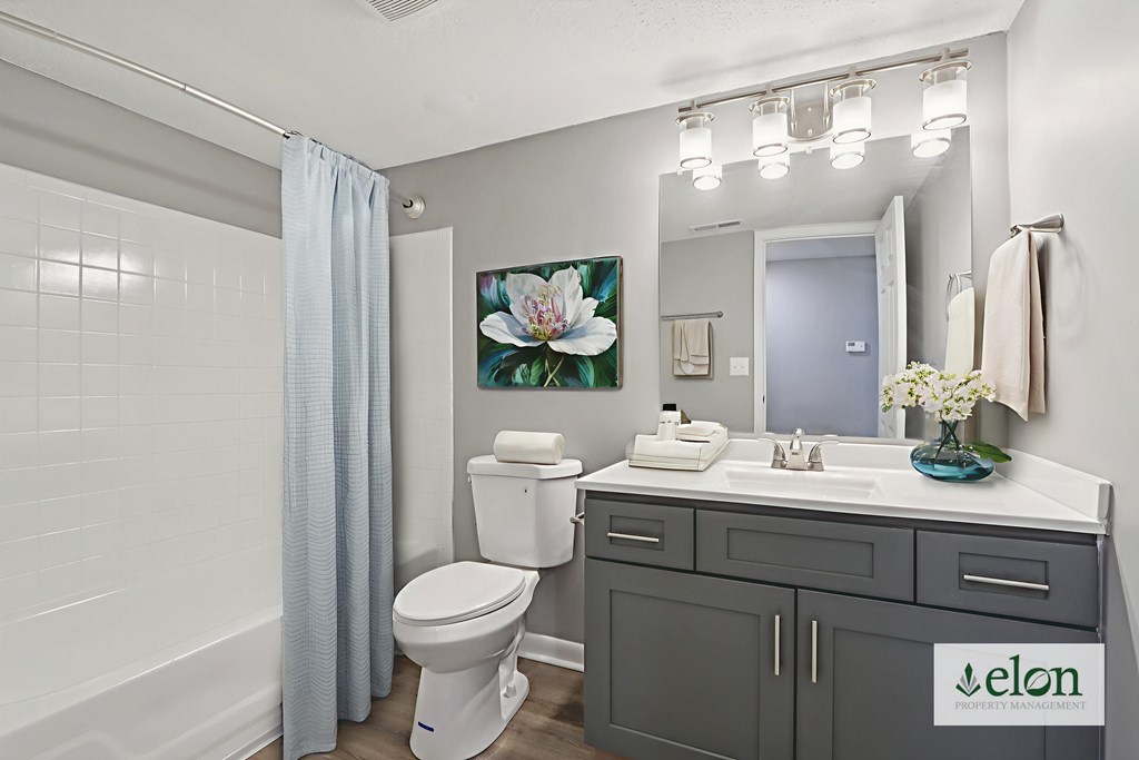A bathroom with a toilet, sink, and a mirror.