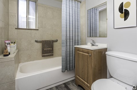 a bathroom with a toilet sink and bathtub