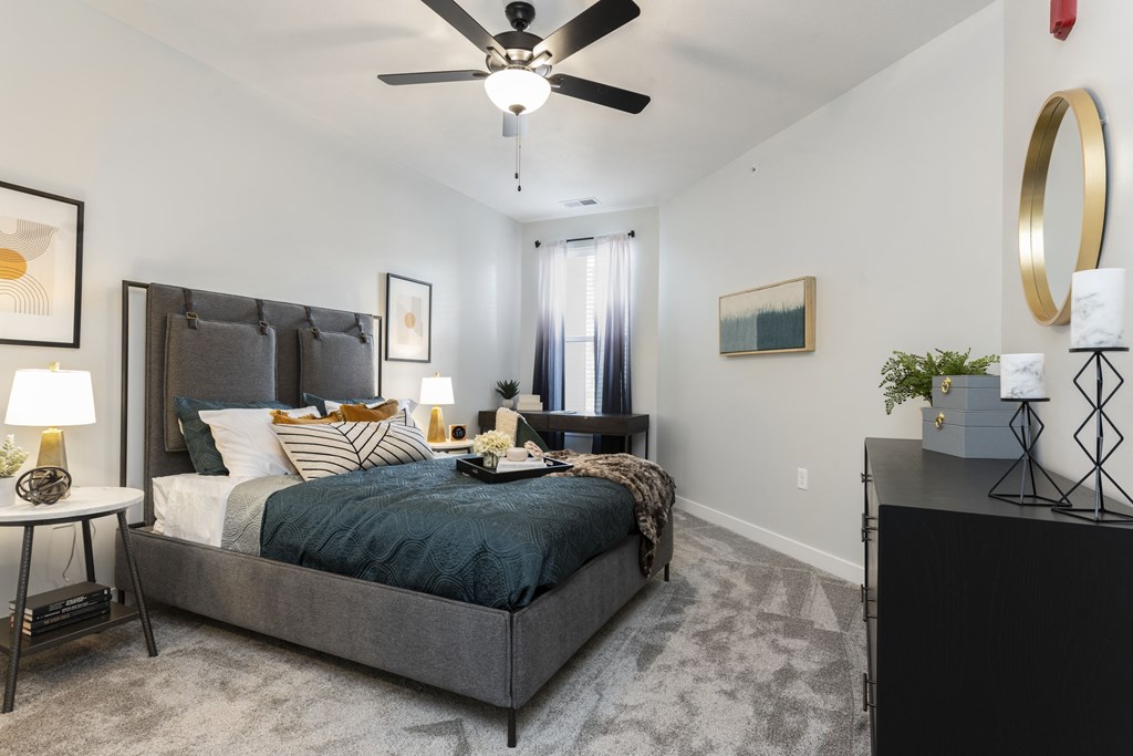 Bedroom With Ceiling Fan at Wesmont, Indianapolis, 46202