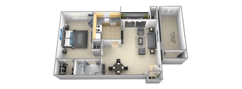 1 bedroom 1 bathroom floor plan A at Woodsdale Apartments in Abingdon, MD