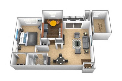 1 bedroom 1 bathroom floor plan at Cromwell Valley Apartments in Towson MD