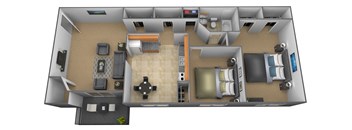 2 bedroom 1 bathroom floor plan at Cub Hill Apartments in Parkville, MD