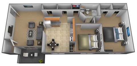 2 bedroom 1 bathroom floor plan at Cub Hill Apartments in Parkville, MD