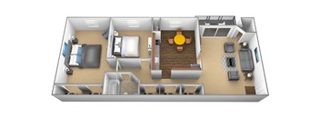 2 bed1 bath Floor Plan at Windsor House Apartments, Maryland