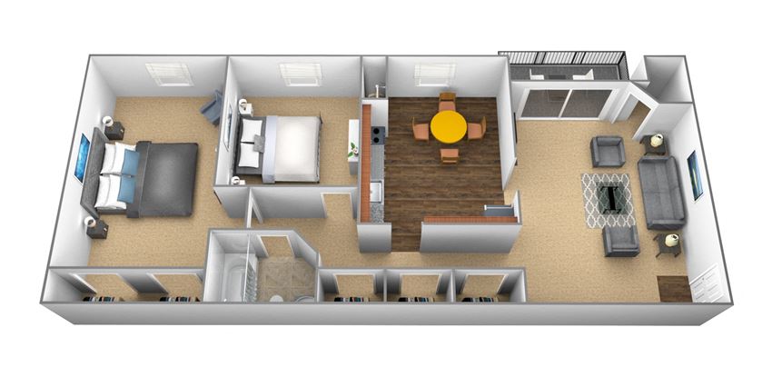 2 Bedrooms 1 Bath