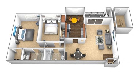 2 bed 2 bath floorplan at Cromwell Valley Apartments in Towson, Maryland 