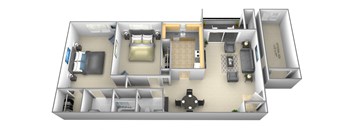 2 bedroom 1 bathroom with optional den a floor plan at Woodsdale Apartments in Abingdon, MD