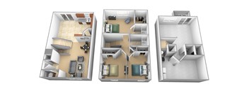 3 bedroom 2 bathroom floor plan at Carlson Woods Townhomes in Randallstown MD