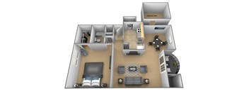 Breton 1 Bedroom Floor Plan at Brittany Apartments, Maryland