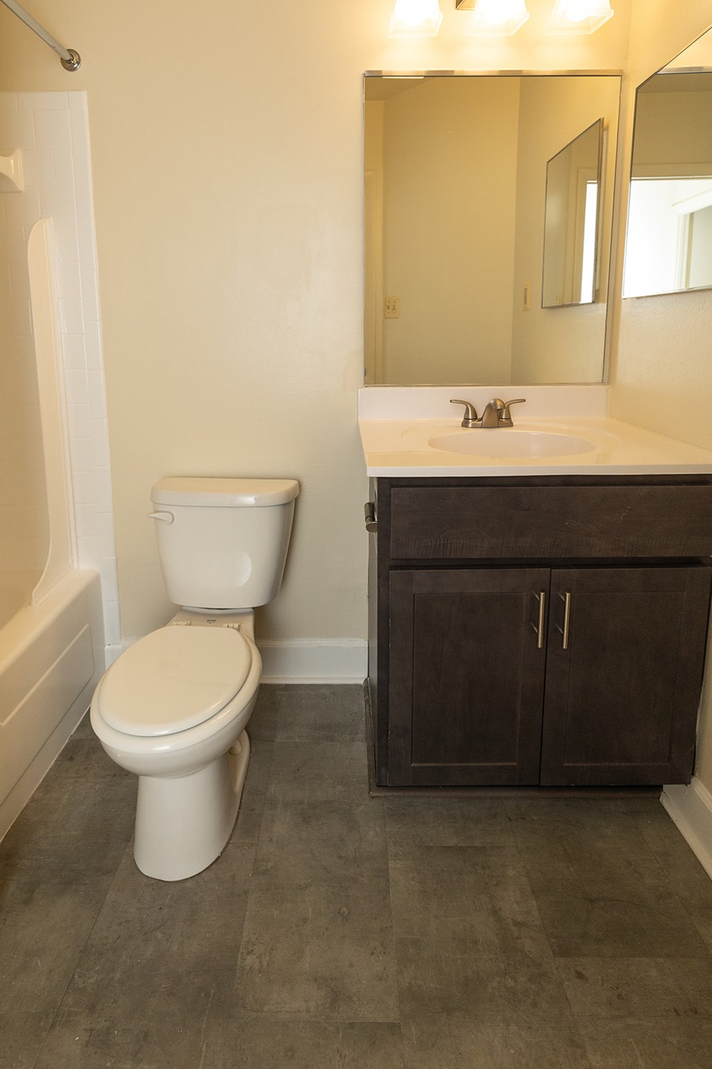 Hallway bathroom with large soaking tub at Painters Mill Apartments, Randallstown, Maryland, 21117