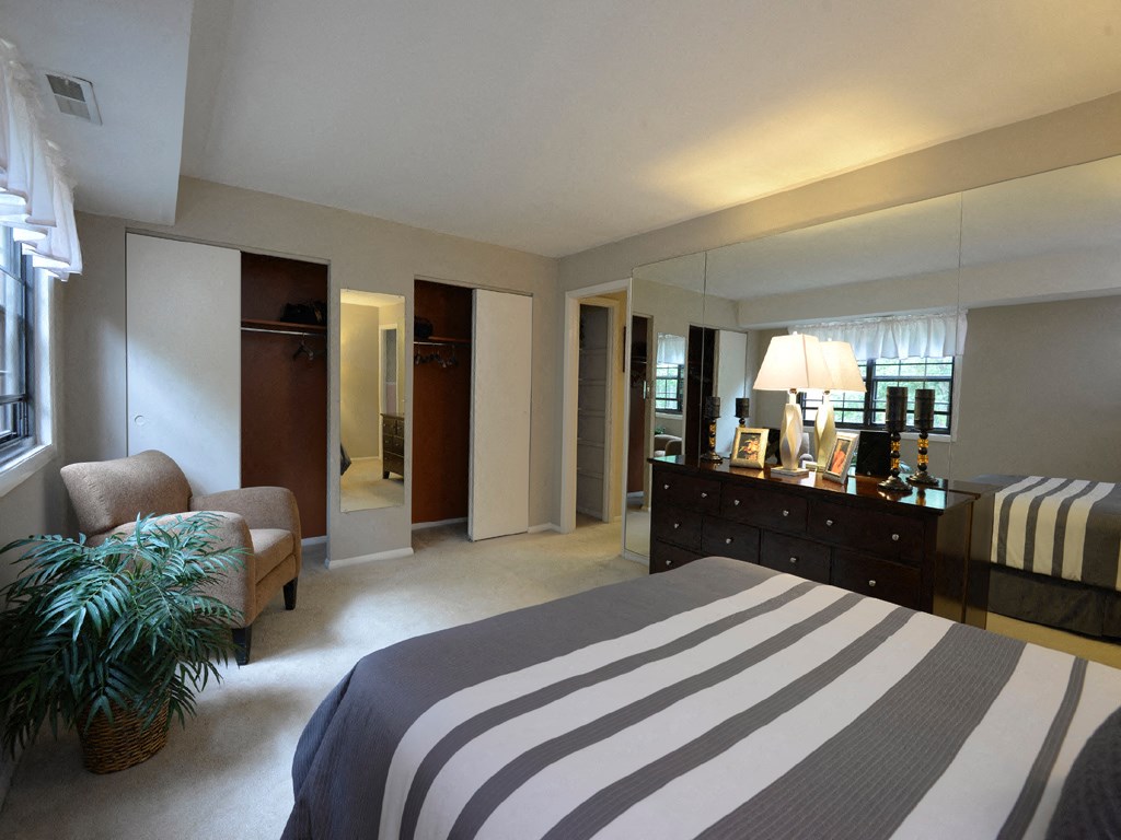 Master bedroom with lots of closet space at Liberty Gardens Apartments, Baltimore, MD