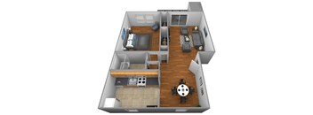 1 bedroom 1 bathroom floor plan at Colony Hill Apartments at Colony Hill Apartments & Townhomes, Baltimore, 21227