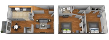 2 bedroom 1.5 bathroom floor plan at Colony Hill Townhomes at Colony Hill Apartments & Townhomes, Baltimore, Maryland