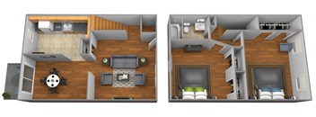 2 bedroom 1 bathroom floor plan at Colony Hill Townhomes at Colony Hill Apartments & Townhomes, Baltimore, MD