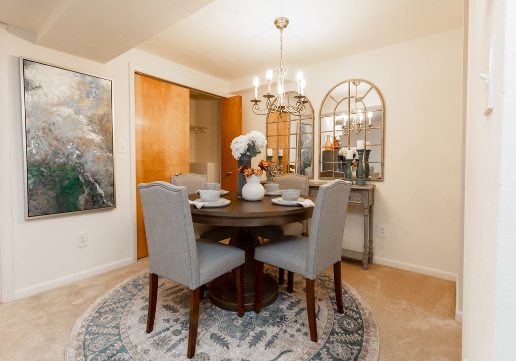 Spacious dining room with storage at Spring Hill Apartments & Townhomes, Baltimore