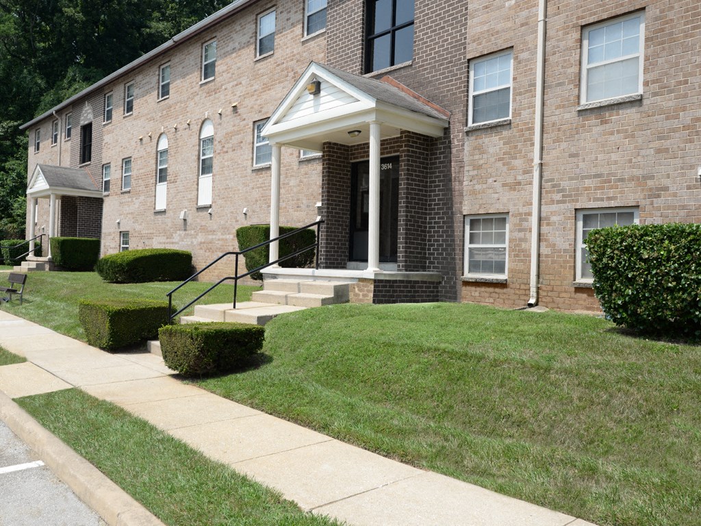 Exterior front entrance  at Rockdale Gardens Apartments*, Baltimore, 21244