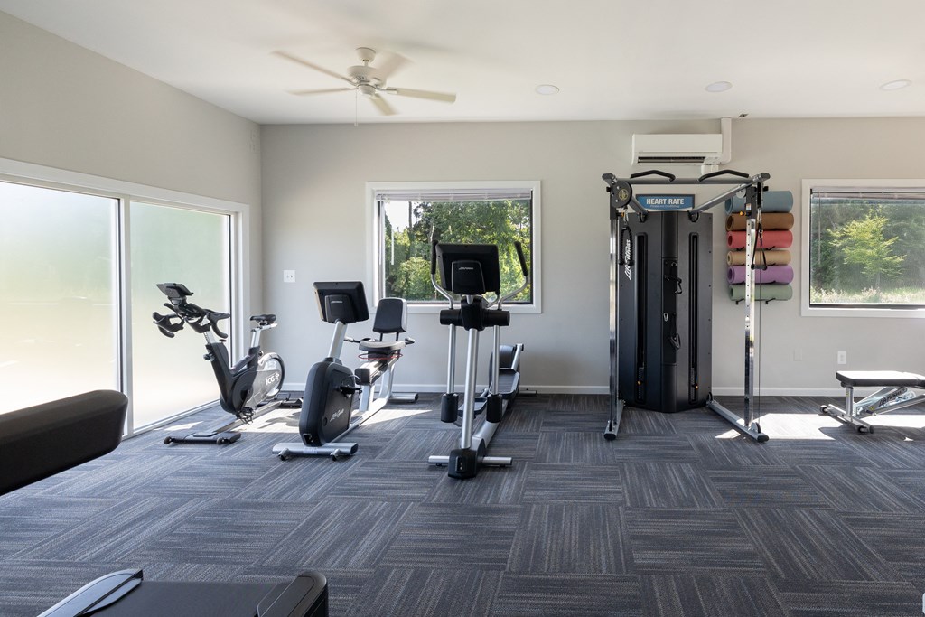 Gym with treadmills and other exercise equipment at Cromwell Valley Apartments, Towson