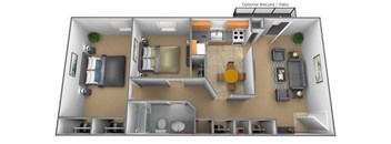 a floor plan of a 1 bedroom apartment at the crossings at white marsh apartments in white marsh at Hyde Park Apartments*, Essex, MD 21221