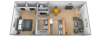 Traditional Studio 1 bedroom 1 bathroom floor plan at Hyde Park Apartments in Essex, MD