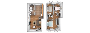 3 bedroom 1 bathroom floor plan at Kingston Townhomes in Essex, MD