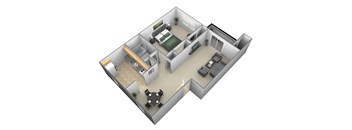 1 bedroom 1 bathroom style a floor plan at Liberty Gardens Apartments i