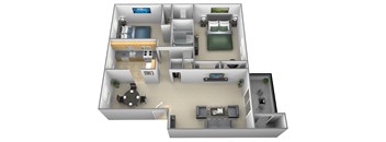 2 bedroom 1.5 bathroom style a floor plan at Liberty Gardens Apartments in Windsor Mill MD
