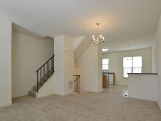 Main level with living room and dining room