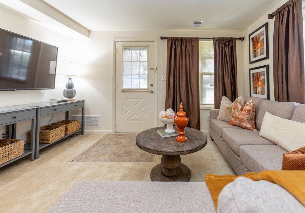 Spacious and bright living room at Spring Hill Apartments & Townhomes, Maryland