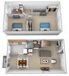 2 bedroom 1 bathroom 3D floor plan at McDonogh Village Apartments in Randallstown MD