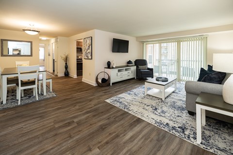 Living room with furniture and balcony door