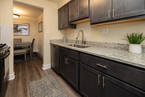 Kitchen with granite countertops at Seminary Roundtop Apartments, Lutherville, Maryland, 21093