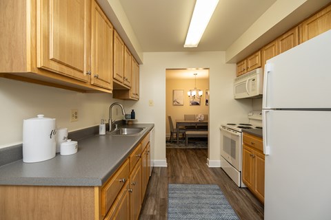 Kitchen looking into dining room