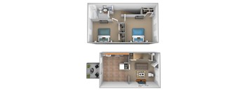 2 Bed Floor Plan at The Orchards at Severn Townhomes*, Severn, MD