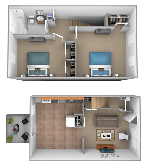 2 Bed Floor Plan at The Orchards at Severn Townhomes*, Severn, MD