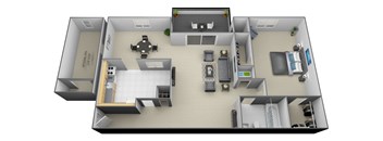 1 bedroom 1 bathroom with den 3D at Painters Mill Apartments, Randallstown, Maryland, 21117