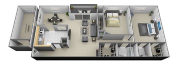 2 bedroom 1.5 bathroom with den 3D at Painters Mill Apartments, Randallstown