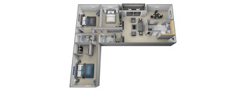 3 bedroom 2 bathroom with den 3D at Painters Mill Apartments, Randallstown, MD