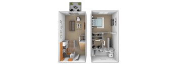 1 bedroom 1 bathroom Ashland floor plan at Seven Oaks Townhomes in