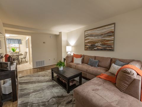 Spacious Living Room at Somerset Woods Townhomes, Severn, MD, 21144