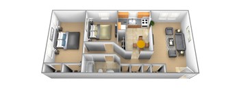 The Downing Floor Plan  at Arbuta Arms Apartments*, Baltimore, MD
