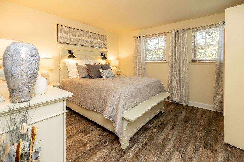 Bedroom with two windows at Seven Oaks Townhomes, Edgewood, MD