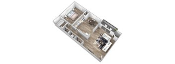 an open floor plan with a bedroom and living room at Fairbrook Park, Baltimore