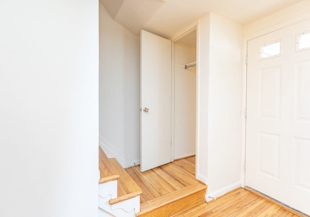 Downstairs coat closet at Foxridge Townhomes, Maryland