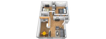 2 bedroom 1 bathroom  floor plan at Winston Apartments, Baltimore