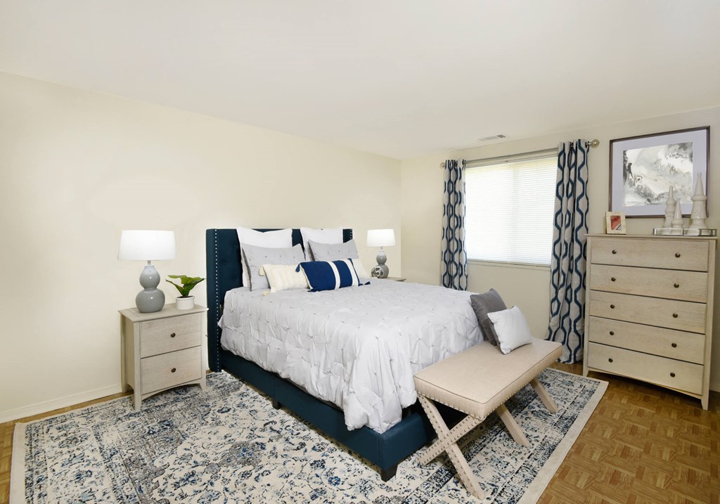 Large master bedroom with ample closet space at Winston Apartments, Baltimore Maryland