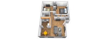 a drawing of a floor plan with a bedroom and a living room at Winston Apartments, Baltimore, MD
