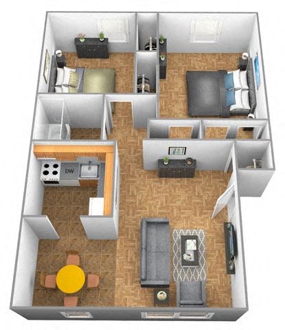 a drawing of a floor plan with a bedroom and a living room at Winston Apartments, Baltimore, MD