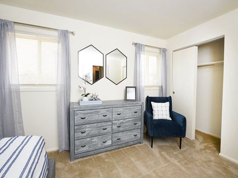 Roomy master bedroom with large closets  at Arbuta Arms Apartments*, Baltimore