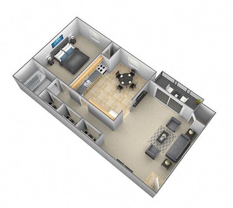 1 bedroom 1 bathroom floor plan  at Security Park Apartments*, Maryland, 21244